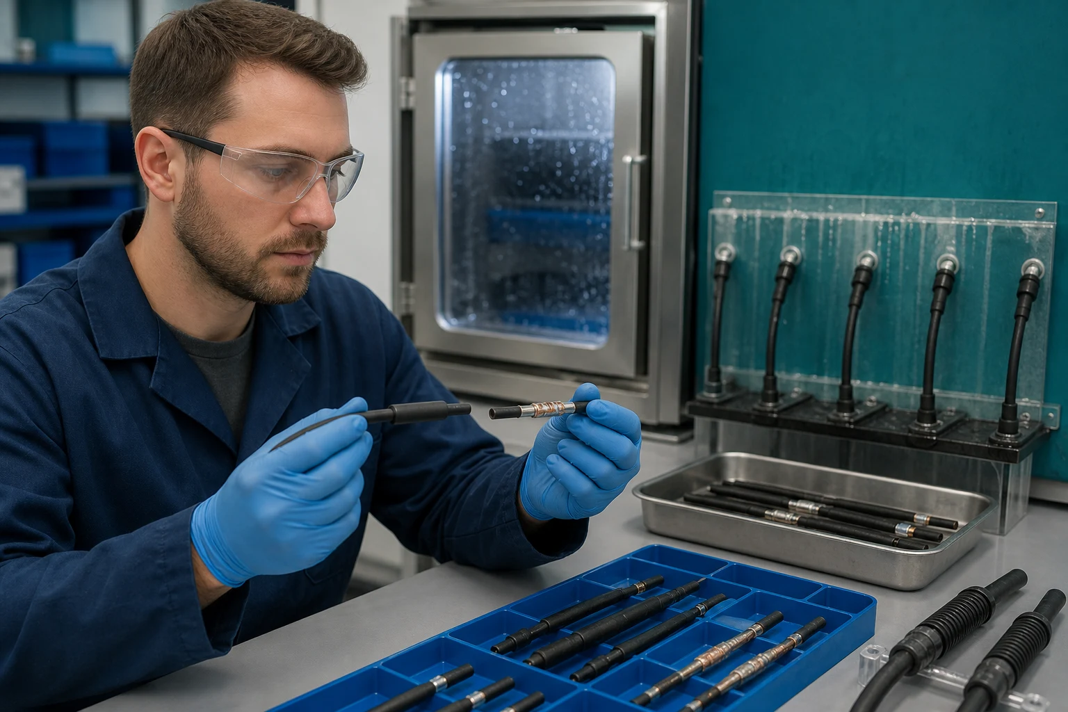 Engineer reviewing inline splice protection for environmental exposure