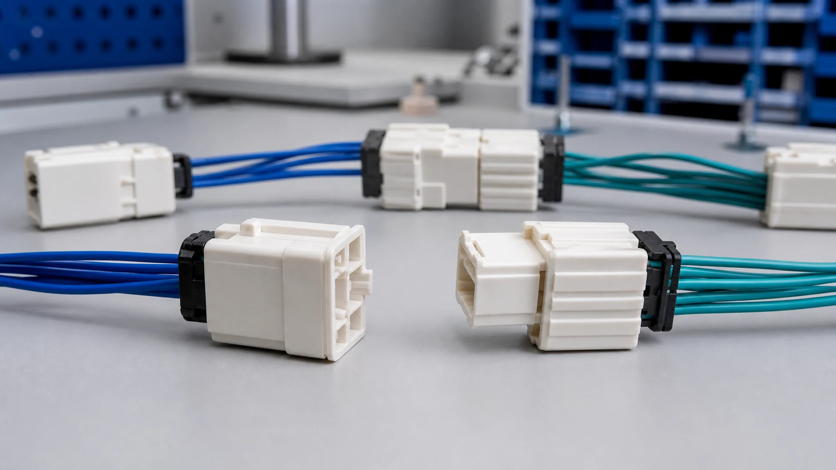 Keyed connector housings preventing incorrect mating on an assembly bench