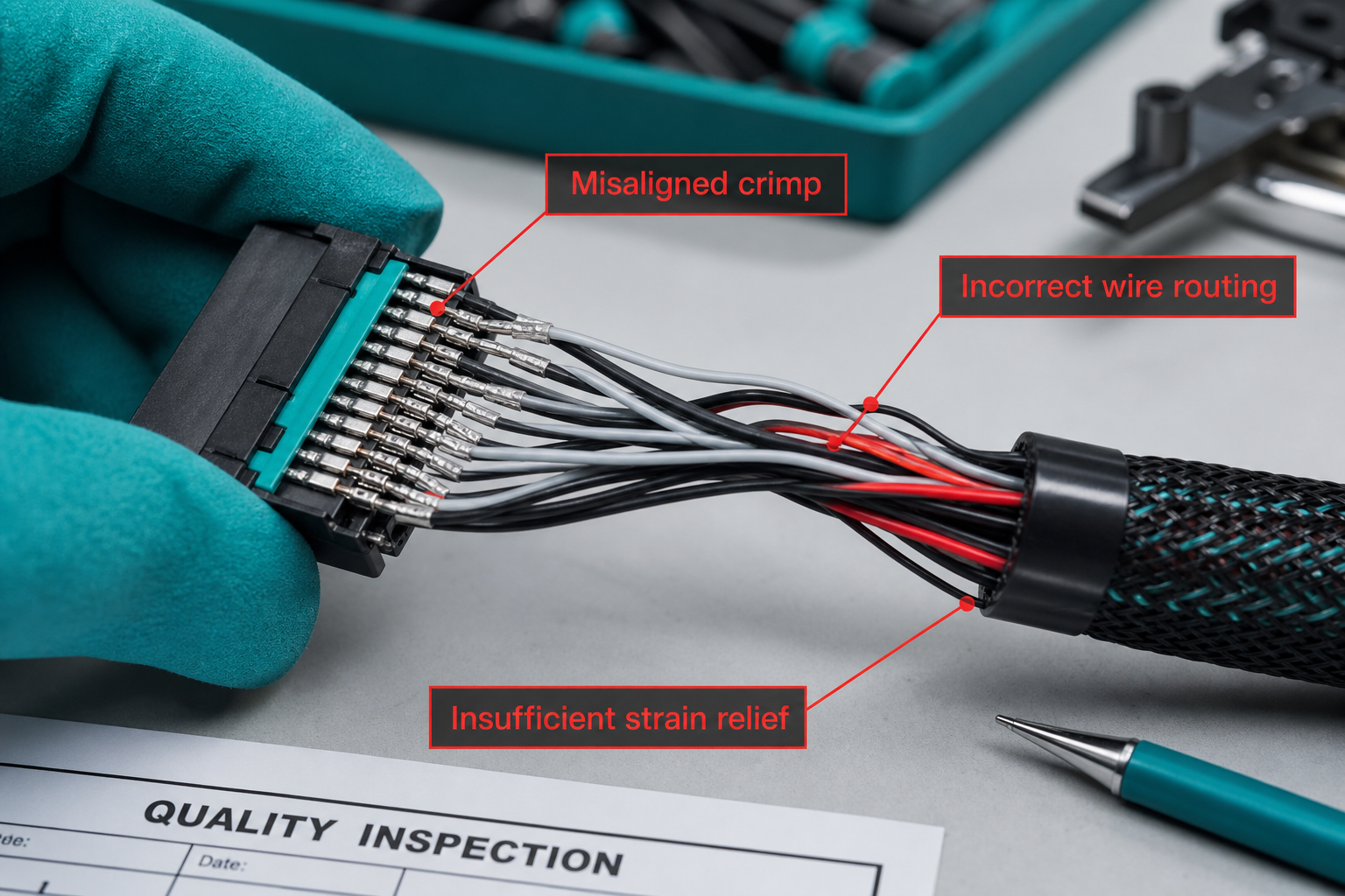 Termination access review on a custom cable assembly layout