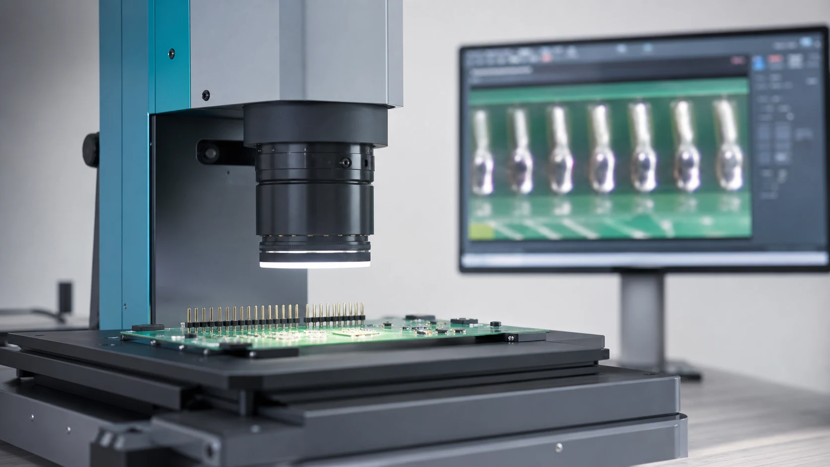 Automated optical inspection of soldered PCB header joints