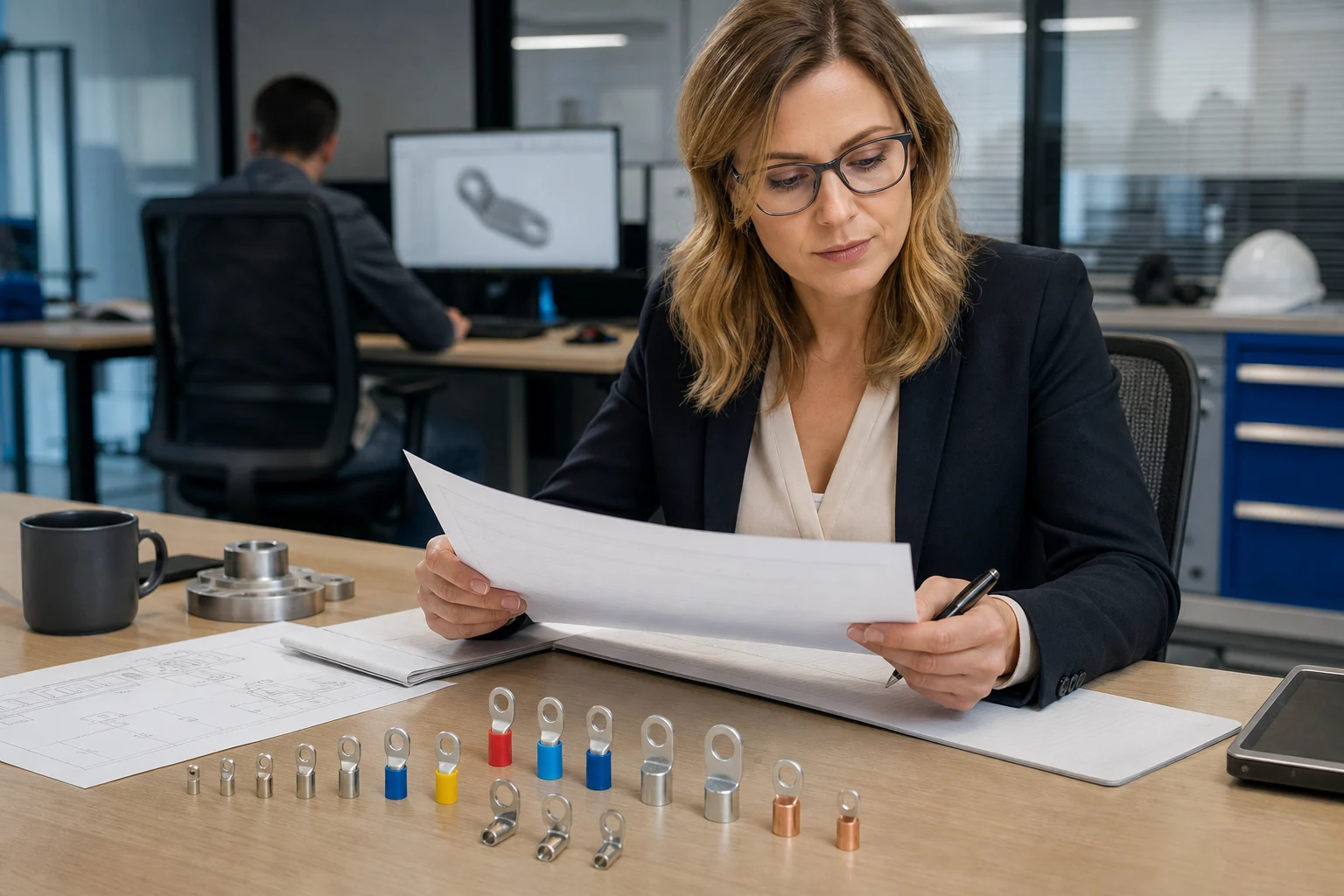 Buyer reviewing ring terminals for a controlled product recommendation