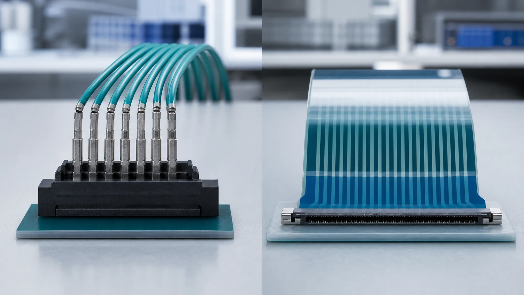 Wafer connector and flat flexible cable connector side by side