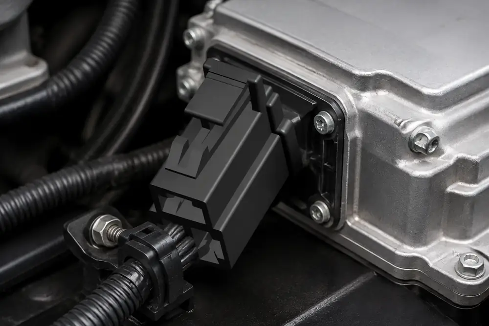 ZUCH automotive connector and harness entering a sealed control module enclosure