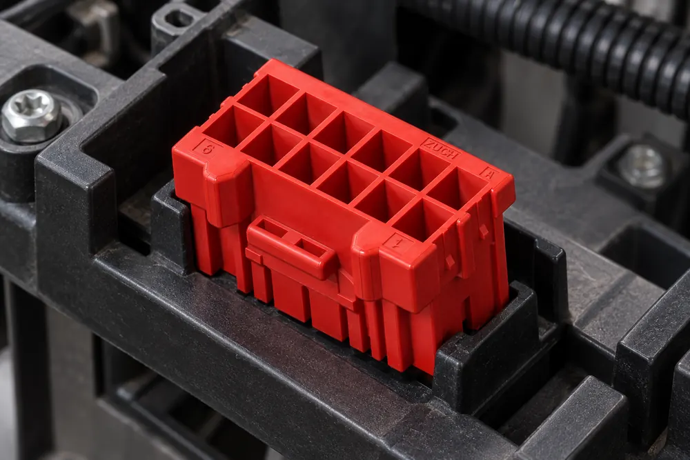ZUCH 15 pin automotive connector mounted on a protected module carrier