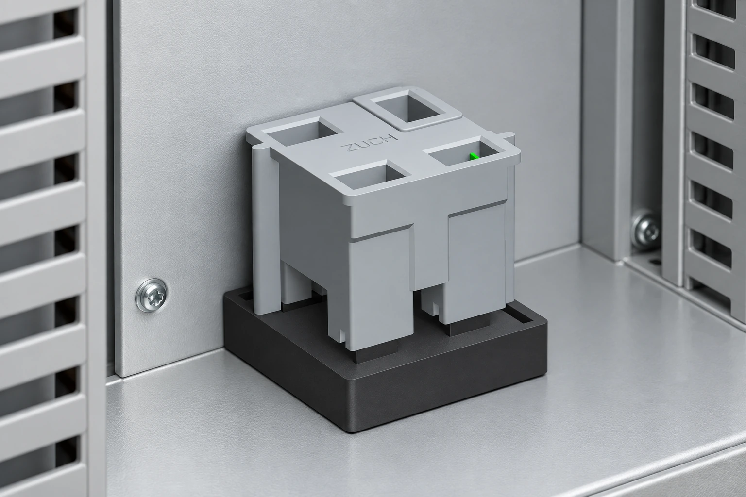 Bridge combination connector mounted with clear access inside a compact equipment cabinet