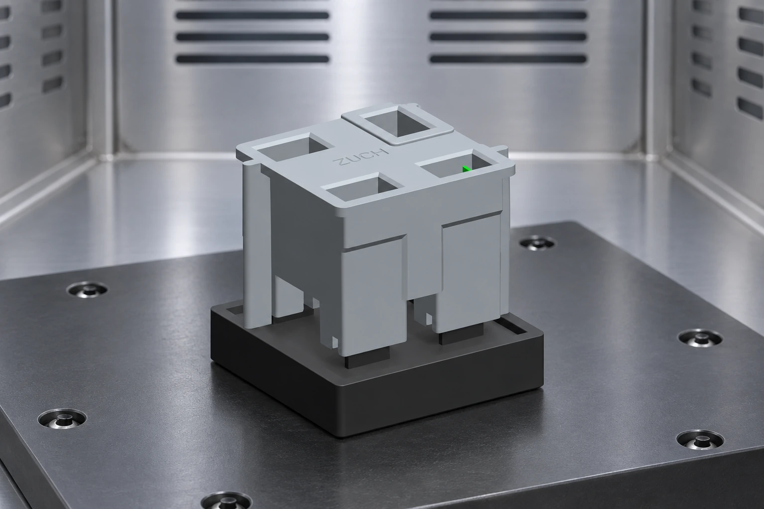 Bridge combination connector secured on a validation chamber fixture for release testing