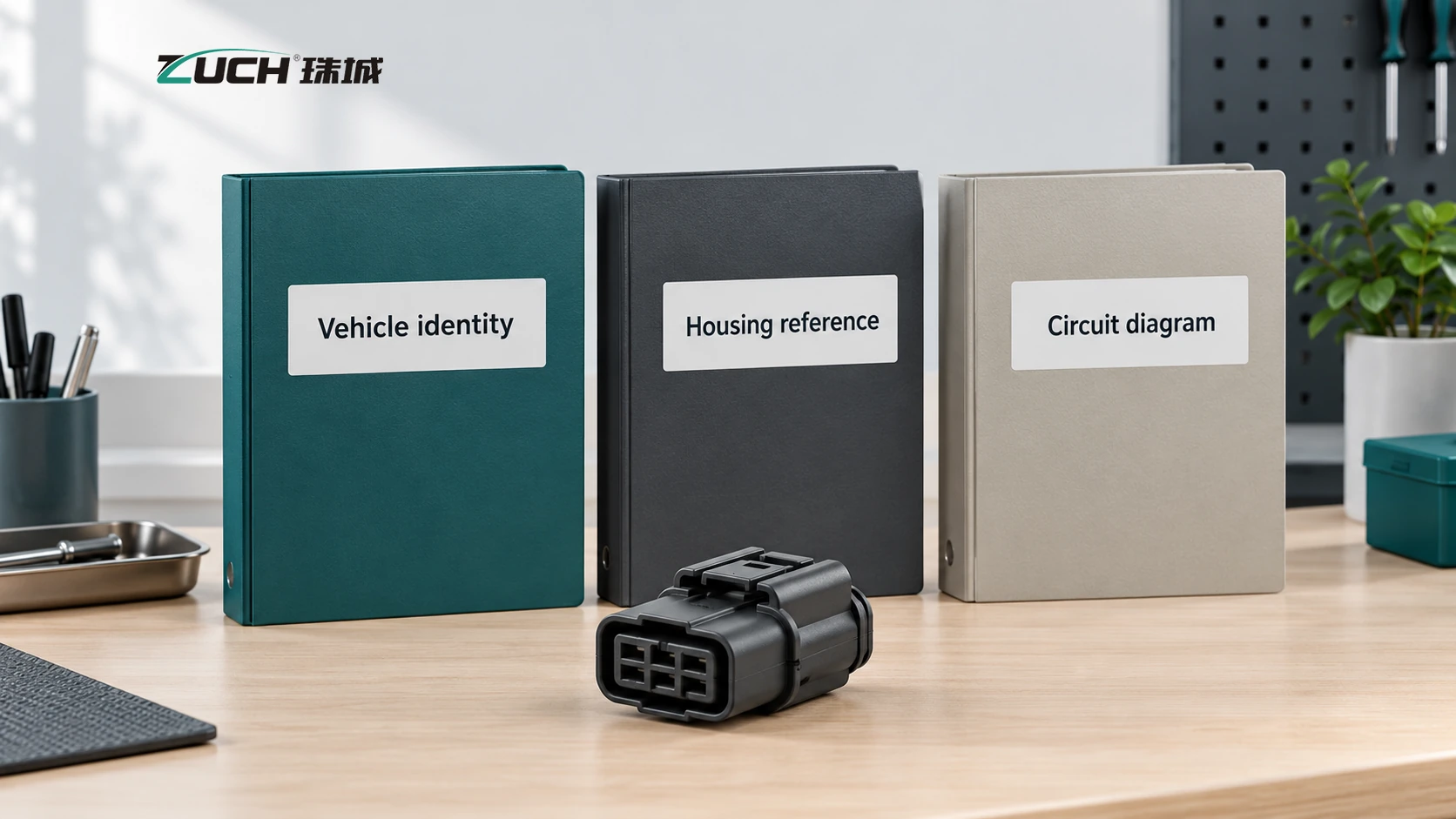 Generic connector beside vehicle, housing and circuit records used for Mitsubishi connector identification