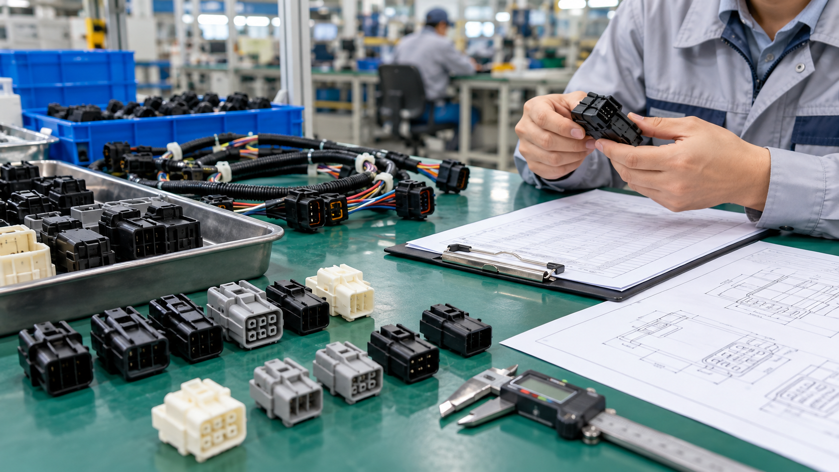 RFQ checklist showing connector interface, terminal, wire, validation, and delivery inputs