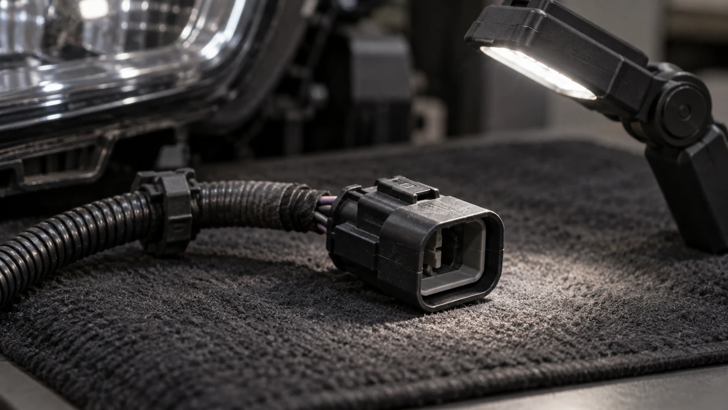 Generic disconnected lighting connector placed under focused inspection lighting